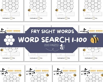 Fry’s 100 Sight Words Word Search Worksheets | Early Literacy Activity for Kindergarten & 1st Grade | Sight Word Practice| Digital Download