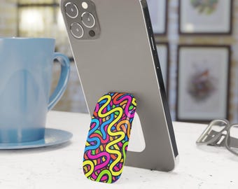 Neon Squiggle Riot Grip Stand Holder Pop Socket Kickstand Expanding Grip for iPhone Samsung Pixel Smartphone Accessory