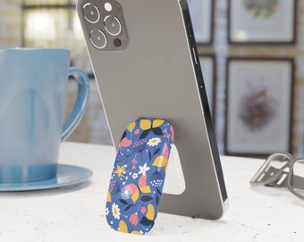 Blue Pastel Floral Phone Grip Stand Holder Pop Socket Kickstand Expanding Grip for iPhone Samsung Pixel Smartphone Accessory