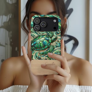 Custom Stained Glass Sea Turtle Phone Case For iPhone 17, 15 14 13 12 MagSafe Case  Samsung Galaxy S26 S25 S24 S23 S22 Google Pixel 9 8