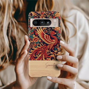 Coque de portable personnalisée Phoenix avec nom chinois pour Google 9, coque pour le Pixel 8, coque Pixel, coque pour Pixel 6 Pro, coque de portable à fleurs Pixel 5
