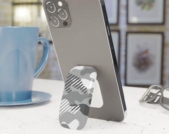 Cool Gray Camo Phone Grip Stand Holder Pop Socket Kickstand Expanding Grip for iPhone Samsung Pixel Smartphone Accessory