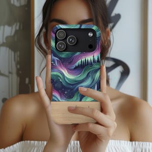 Personalized Aurora Name Phone Case For iPhone 17 16 15 14 13 12 MagSafe Case Samsung Galaxy S26 S25 S24 S23 Night Sky Google Pixel 9 8 7