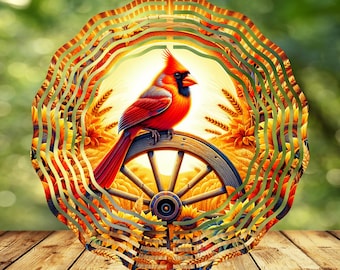 PNG de Cata-vento de Cardeal - Design de Sublimação de Pássaro Cardeal - Sublimação para Pendurar na Primavera - Download Digital PNG - Imagem Vibrante de Cata-vento