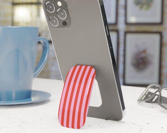 Red Striped Phone Grip Stand Holder Pop Socket Kickstand Expanding Grip for iPhone Samsung Pixel Smartphone Accessory