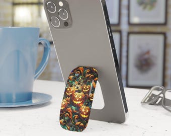 Stained Glass Halloween Pumpkin Phone Grip Stand Holder Pop Socket Kickstand Expanding Grip for iPhone Samsung Pixel Smartphone Accessory