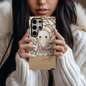 Personalized Halloween Coquette Ghost Phone Case, Custom Samsung Galaxy S25 S24 S23 S22 Spooky Name Phone Case, Bow Gift