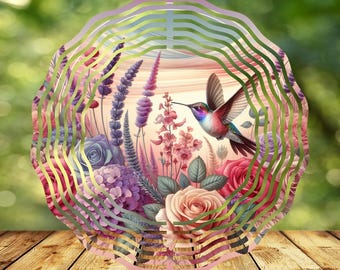 Hummingbird Wind Spinner PNG - Humming Bird Sublimation Design- Spring Hanging Sublimation- PNG Digital Download - Vibrant Windspinner Image
