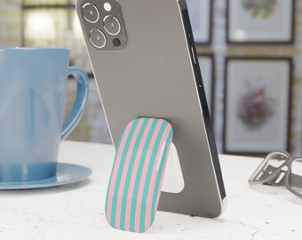 Green Pink Striped Phone Grip Stand Holder Pop Socket Kickstand Expanding Grip for iPhone Samsung Pixel Smartphone Accessory