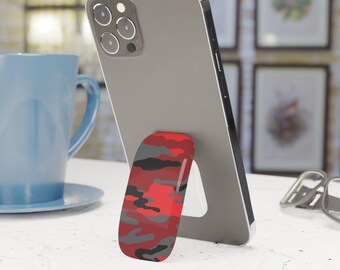 Red Gray Camo Phone Grip Stand Holder Pop Socket Kickstand Expanding Grip for iPhone Samsung Pixel Smartphone Accessory