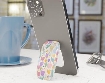 Tulips Watercolor Floral Phone Grip Stand Holder Pop Socket Kickstand Expanding Grip for iPhone Samsung Pixel Smartphone Accessory