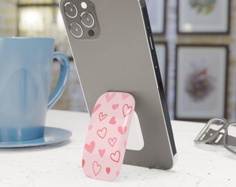 Pink Heart Phone Grip Stand Holder Pop Socket Kickstand Expanding Grip for iPhone Samsung Pixel Smartphone Accessory