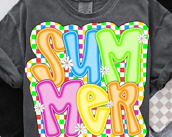 Summer Checkered floral Png, Summer Vibes Png, Retro Summer Png, Summer Beach Lover Png, Hello Summer Png, Brushstroke Summer Png
