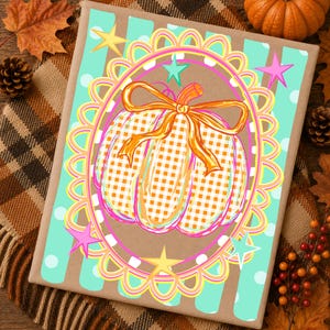 Stripes Fall Bow Pumpkin PNG, Gingham Pumpkin PNG, Trending Fall Sublimation Design, Coquette Autumn Shirt PNG, Digital download
