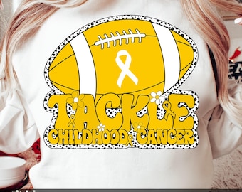 In September We Wear Gold Png, Tackle Childhood Cancer Gold Football Png, Childhood Cancer Awareness Png, Gold Ribbon Png