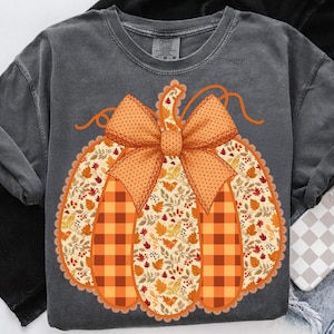 Preppy Fall Pumpkin Lace png, Coquette Fall Plaid png, Shabby Chic Cottage Core Ditsy Flowers Fall png, Girly Floral Autumn Fall png