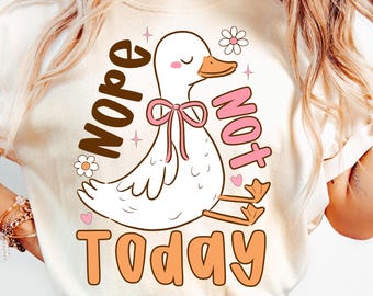 Lustig Nö, nicht heute Gans Kokette PNG, Gans auf dem losen Sublimationsentwurf, Frühlings-Glitter PNG, Boho Blumenmutter-Hemd, adrette Tierkunst