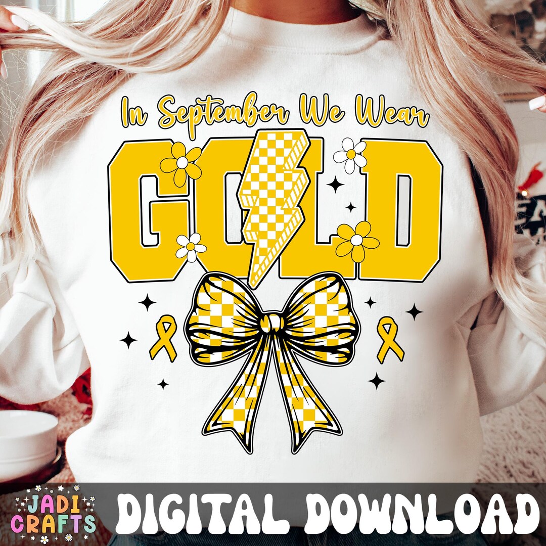 In September Png, We Wear Gold Png, Childhood Cancer Gold Ribbon Png ...