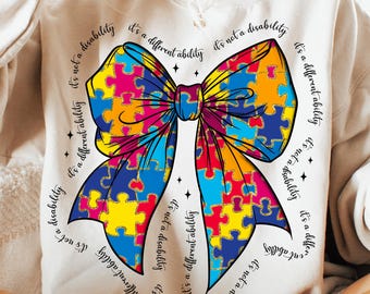 Autism Coquette Bow Png, Autism Bow Png, Autism PNG, Autism Mom Gift PNG, Autism Awareness Png, Special Education, Neurodiversity