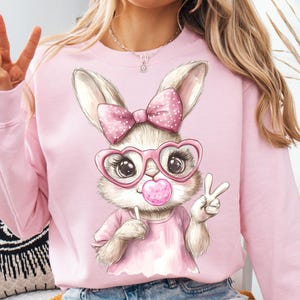 Coquette Easter bunny png, Easter png, Retro Easter png, Happy Easter png, Easter coquette bow png, bunny coquette png, colorful bunny png