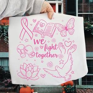 Adretter Wir kämpfen zusammen Brustkrebs Bogen png, Brustkrebs Bewusstsein Kokette, Pink Ribbon Png, Cancer Survivor Png, Sublimate Design