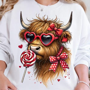 Highland Cow png, Valentine Coquette Png, Valentine&#39;s Day, Retro Valentine Png, Valentine Heart Png, Love Png, Sublimation Designs