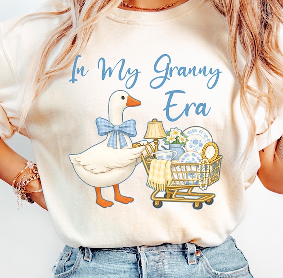 Retro In My Granny Era Digital PNG Shirt Design, Vintage Goose Kitchen Art Png, Grandma Core Graphic, Sublimation PNG Instant Download