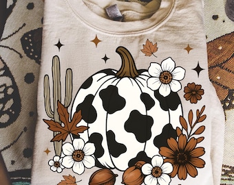 Howdy Fall PNG, Fall Pumpkin Png, Retro Western Fall Autumn Sublimation, Cowboy Cow Fall Design, Spooky Halloween Rustic Digital Download