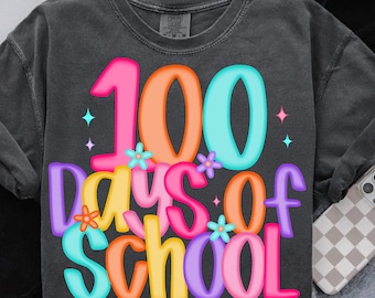 Preppy 100 Days of School PNG, Retro happy 100 days png, 100 school days, Teacher 100 Days Png, Girls school png, Digital Download
