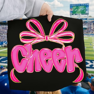 Cheer Bow PNG for Shirt Design, Cheer Mom PNG Clipart Gift, Girl Cheerleader Sublimation, Team Spirit Cheer PNG for Game Day Football Season