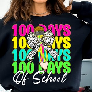 Glitter Pencil 100 Days Of School Png,  100 Days Coquette Bow Pencil, Kids 100 Days Brighter Png, 100 Days Of School Png, Teacher Png