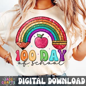 Happy 100 Days Of School Png, 100 Days Shirt Png, Kids 100 Days Brighter Png, 100 Days Of School Png, Teacher Png, Back To School Png