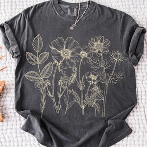 Bukiet kwiatów polnych w stylu retro PNG, Vintage kwiatowy wzór koszulki, Boho kokietka sublimacja, Fantazyjny kwiat PNG, Wiosenna modna sztuka koszuli zdjęcie 3