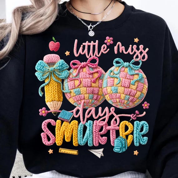 Latch Hook Yarn Little miss 100 Days Smarter Png, 100 Days of School Png, Crochet Little Miss Png, Teacher Png, Student Png,Digital Download