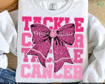 Tackle cancer Png, In October We Wear Pink Png, Football Png, Breast Cancer PNG, Coquette Breast Cancer png, Football Cancer Png