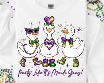 Mardi Gras Goose Coquette Bow PNG, Fleur De Lis Png, Mardi Gras Party Png, King Cake Png, Louisiana Crawfish shirt Png, Goose Sublimation