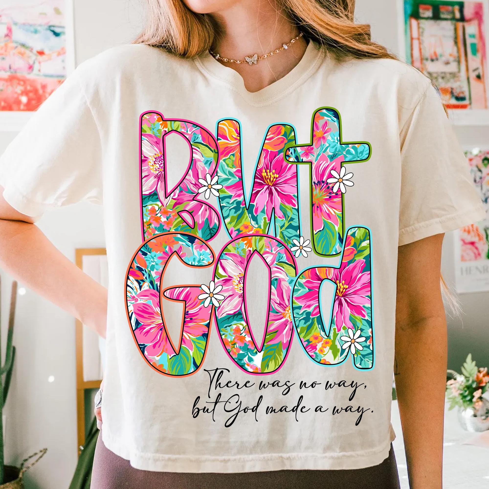 Preppy But God PNG, Christian Shirt Design, Floral Jesus Sublimation, Bible Verse PNG, Faith-Based Spiritual Clipart, Western Style Art