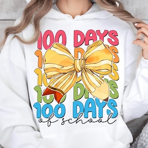 Happy 100 Days Of School Png,  100 Days Coquette Bow, Kids 100 Days Brighter Png, 100 Days Of School Png, Teacher Png, Back To School Png