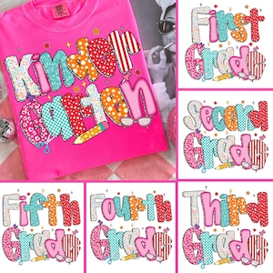 Preppy Back To School Bundle PNG, Kindergarten Pre-K 1st 2nd 3rd Grade, Teacher Sublimation, Retro First Day School Shirt Design