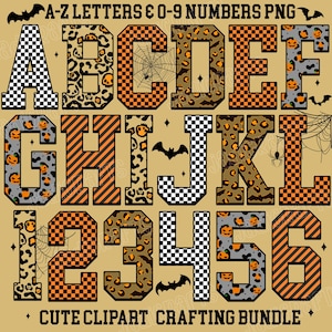Halloween Alphabet Png, Spooky Letters,  Bat Ghost, Retro Letters, Spooky Season, Hand Drawn Letters, Halloween Font Png, Retro Alphabet Png