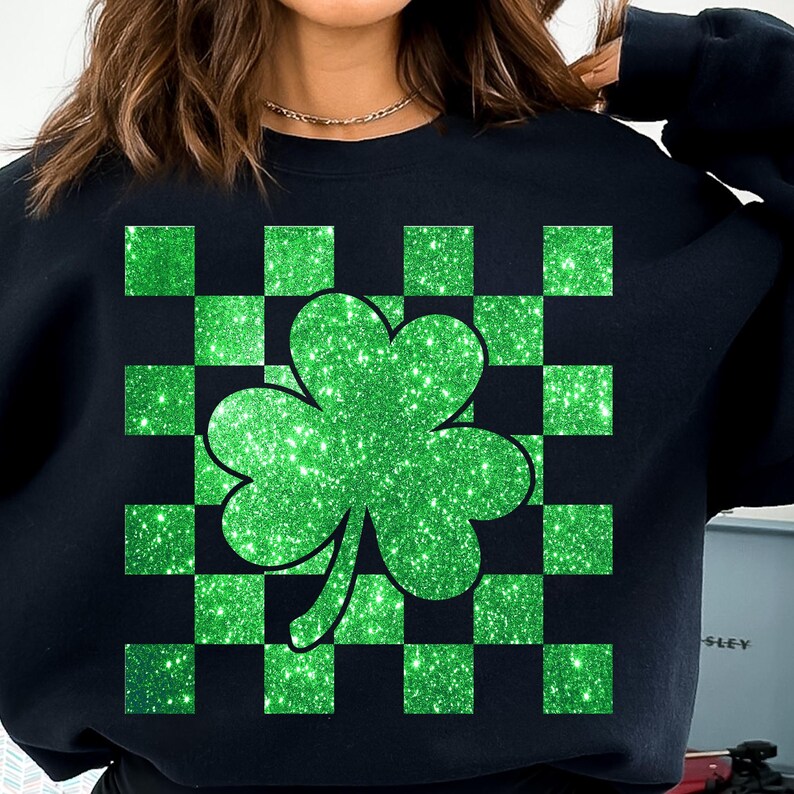 Glitter St Patrick's Day Shamrock PNG, Lucky Charm Png, St Patty's Day png, Lucky Shamrock PNG, St Patricks Png, Irish Png zdjęcie 1