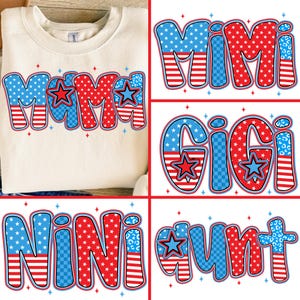 4. Juli Mama Bundle PNG, amerikanische Mama kariert Png, 4. Juli Png, Gedenktag Png, USA Png, Vaterländische Mama, Tante, Nana, Mimi Png