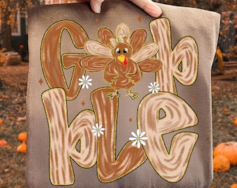 Gobble Turkey Coquette Png, Thanksgiving Turkey Png, Girly Fall Png, Preppy Thanksgiving Png, Thankful Turkey Png, Autumn Brushstroke Png