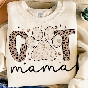 Cat Mama PNG, Mother&#39;s Day Cat Mom Shirt Sublimation, Leopard Cat Lover Design, Funny Pet Mom PNG, Retro Mama Gift Clipart Download