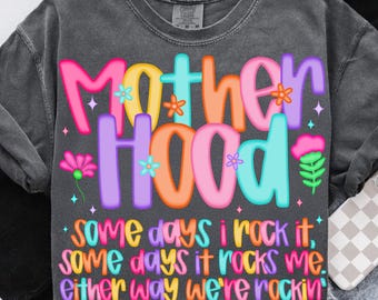 Motherhood PNG, Preppy Motherhood Shirt PNG, Funny Mom Quote Png, Sarcastic Mama Retro PNG, Sassy Mother's Day Sublimation Design png
