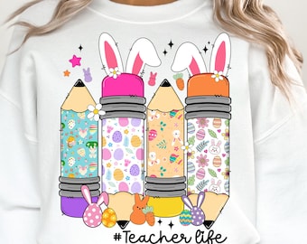 Easter Teacher pencil Png, Teacher Easter png, Easter Bunny Png, Teacher life Png, Teacher bunny png, Easter Sublimation Design,digital file