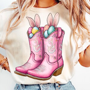 Pink Howdy Easter Png, Western Easter Bunny PNG, Cowboy boots Easter, Happy Easter Png, Funny Easter Png, Retro Easter Shirt