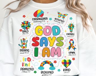 God Says I am Png, Autism Awareness Month png, Autism Teacher Png, Autism Mom Png, Autism shirt png, Autism puzzle png, Autism mama