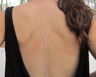 Backdrop Necklace, Wedding Lariat, Bridal Jewelry, Back Jewelry, Sexy Back Necklace