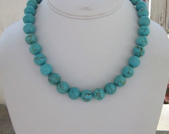 Turquoise Necklace, Turquoise Jewelry, Large Bead Turquoise Necklace, Blue Necklace, Gift for Bridesmaids, Chunky Turquoise Necklace
